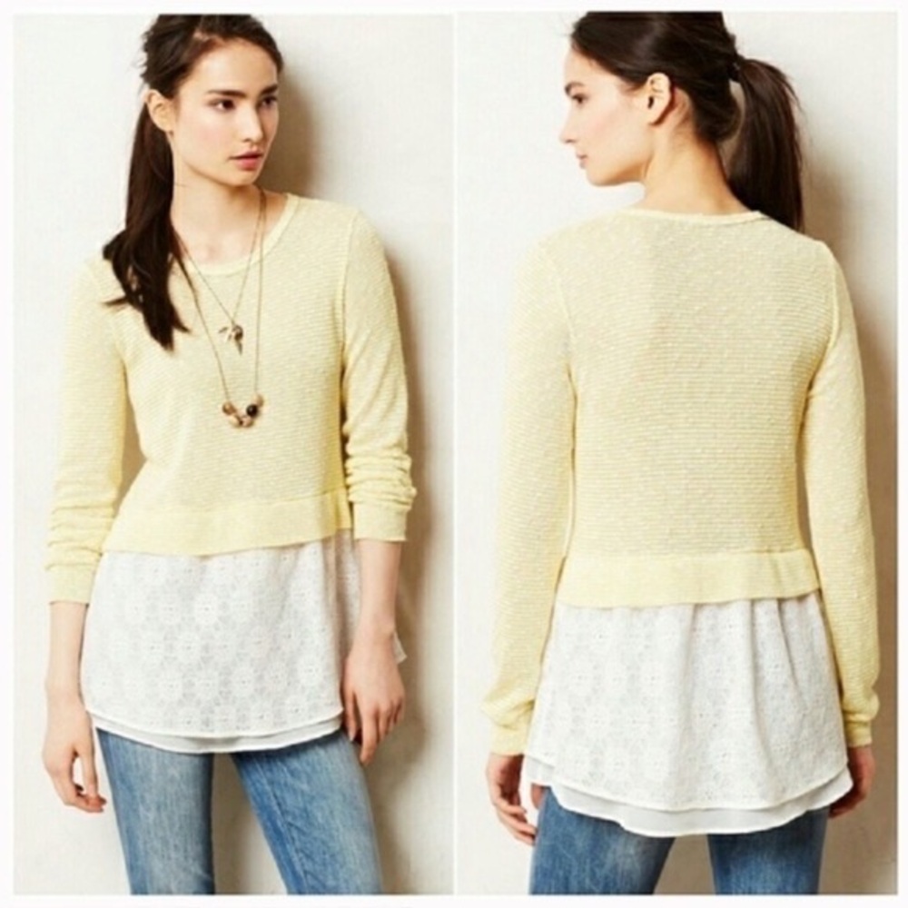 Yellow and White Layered Sweater Top